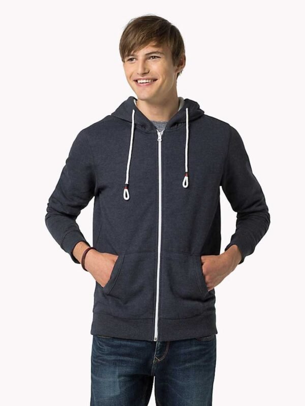 Comfortable Dark Blue Hoodie With zip
