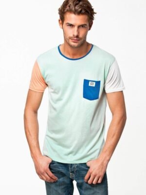 Men's Standard Style Sky Blue T Shirt With Blue Pocket