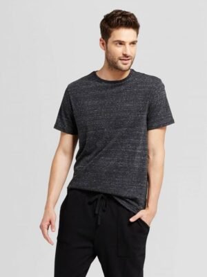 Classic Style Dark Gray Round Neck T Shirt